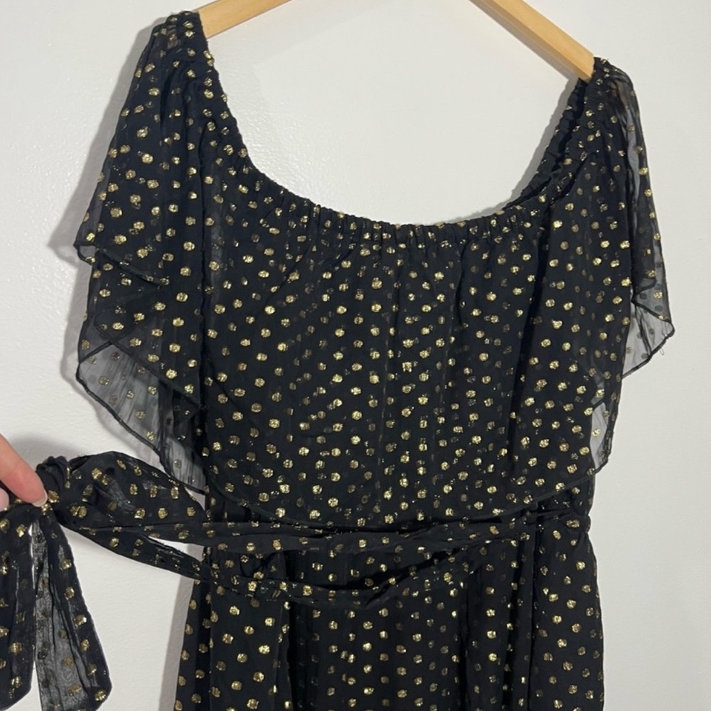 Eloquii Off The Shoulder Metallic Dot Dress, Size 20 - Picture 4 of 7